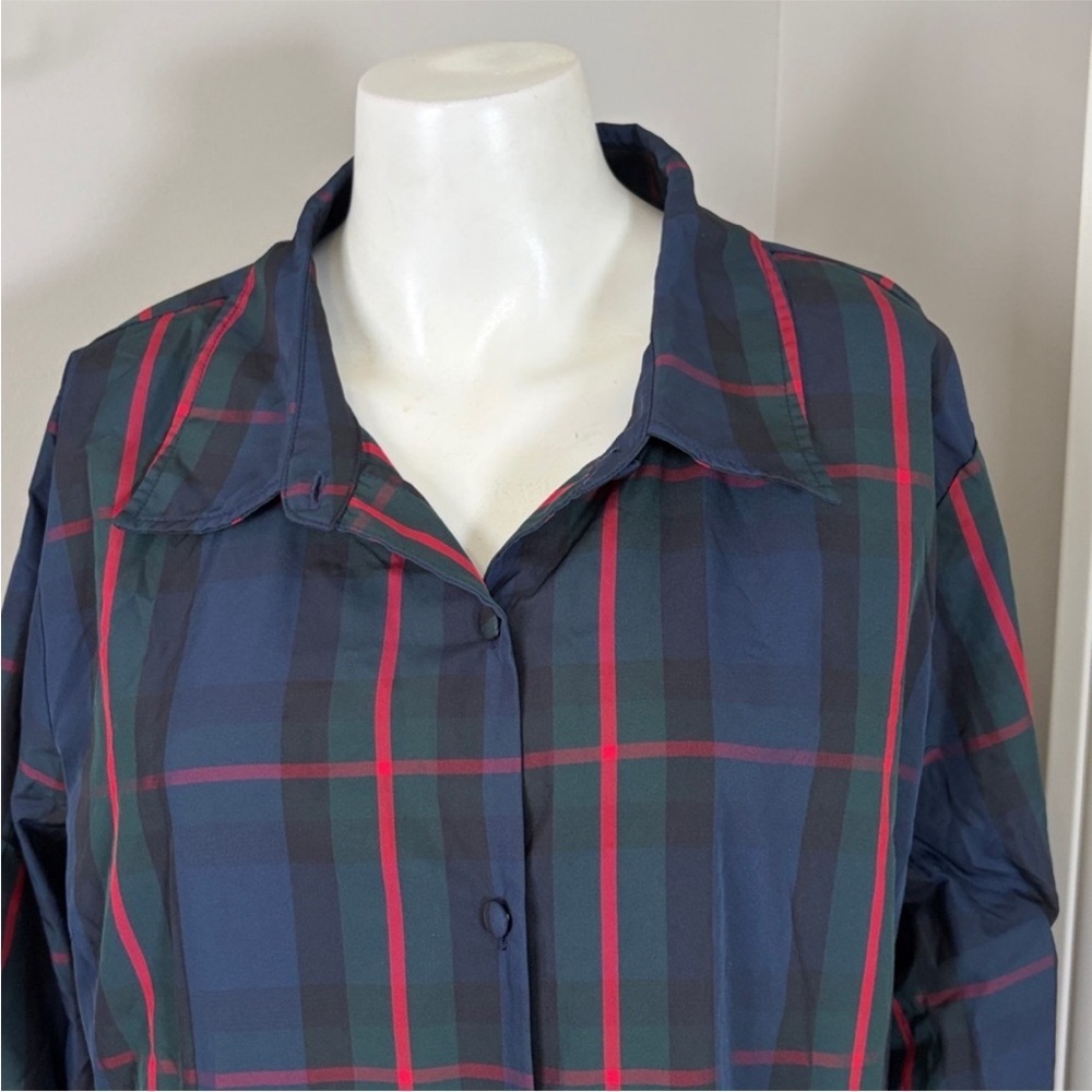 Tuckernuck POMANDER PLACE Fraser Plaid Ashlen Blouse Navy Blue Green Sz S - Picture 7 of 13